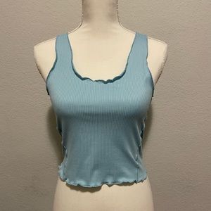 BP Womens Sleeveless Ribbed Tank Top Blue Size Small